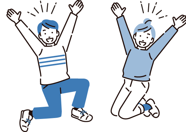 喜びを表現する2人